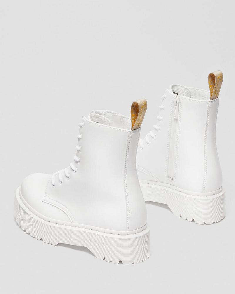 White Men's Dr Martens Vegan Jadon II Kemble Mono Platform Boots | CA 567KOR